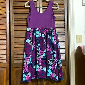 Matilda Jane sugar plum park day floral tank dress medium M cotton lined euc